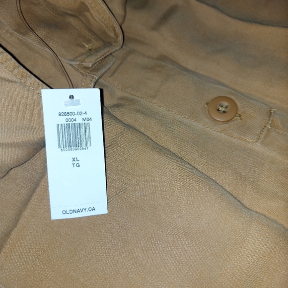 Old Navy Women’s V-Neck Linen Blend Button Front Tan Jumpsuit - Picture 4 of 4